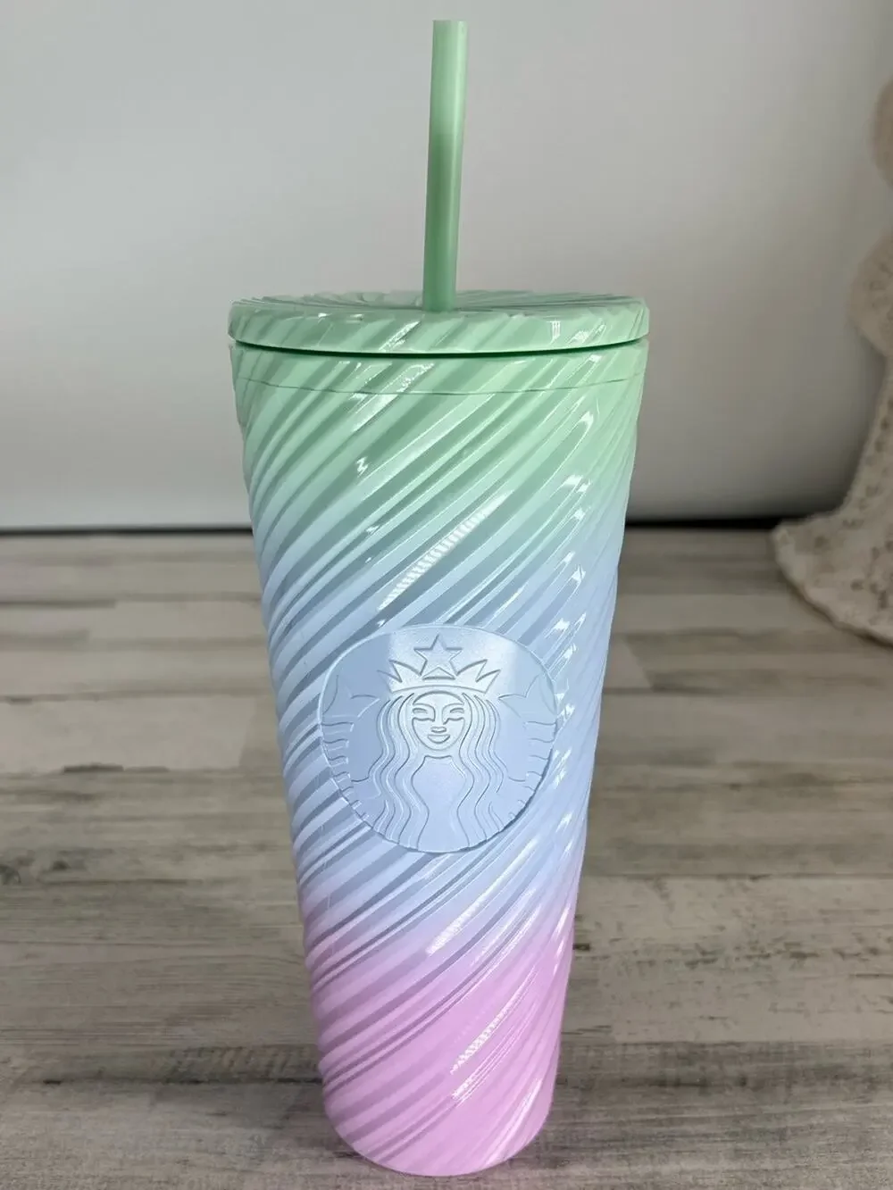 Starbucks Tumbler Cold Cup Spring Ombre Swirl Multi Color Venti 24oz New
